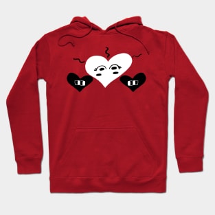 black and white hearts Hoodie